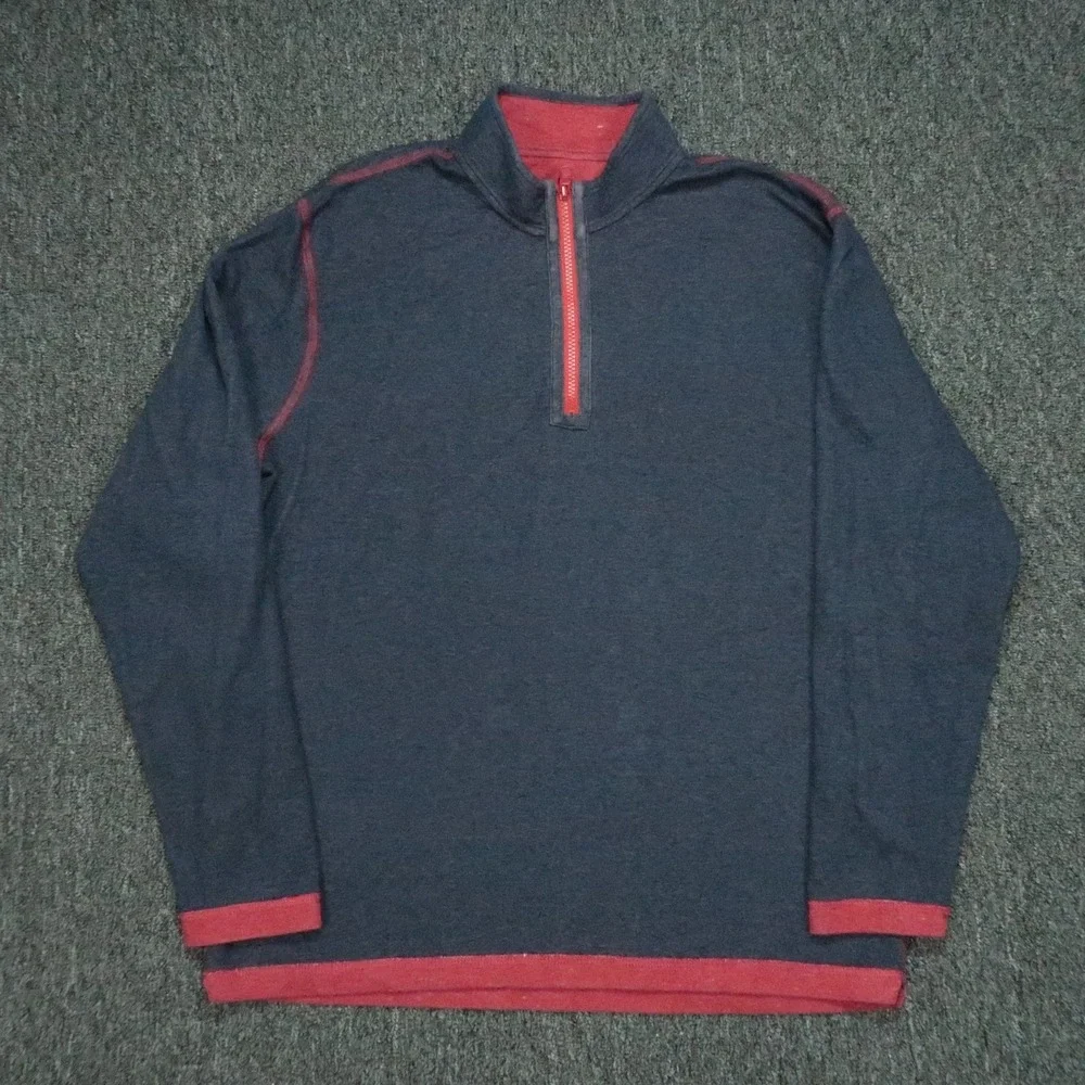 Johnnie‎ O Pullover Mens Large Red Blue Quarter Zip Reversible
